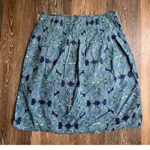 Villager Skirt Women‎ Size 6 Blue Paisley Pleated Lined A-Line Knee Length